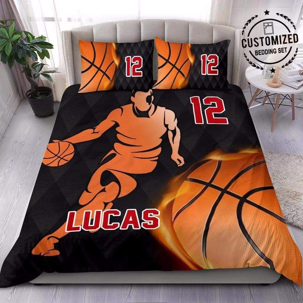 Personalized Basketball Player Theme Custom Name Duvet Cover Bedding Set