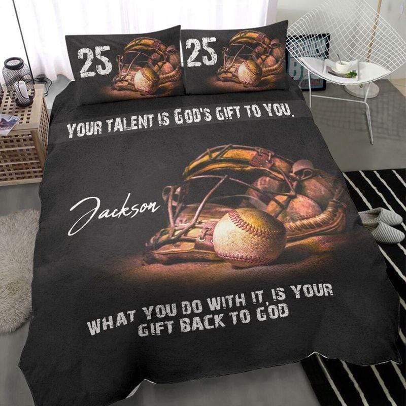 Personalized Your Talent Is God'S Gift To You Baseball Custom Name Duvet Cover Bedding Set