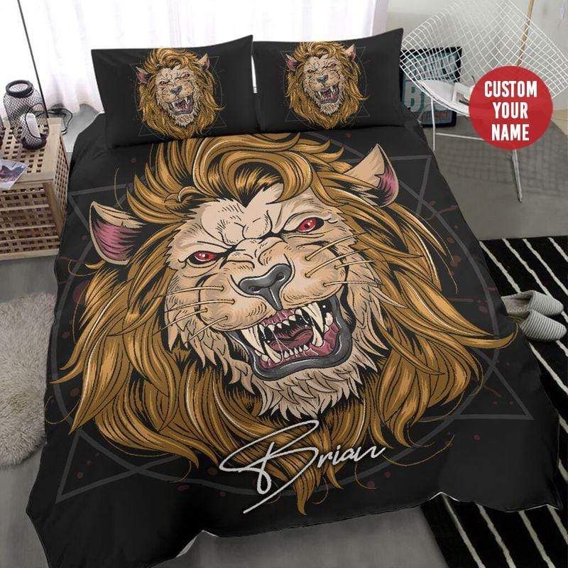 Personalized Savage Lion King Custom Name Duvet Cover Bedding Set