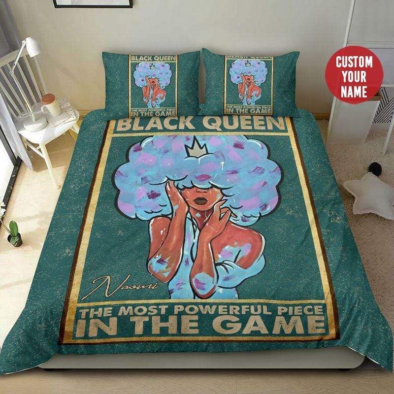 Personalized Black Queen In The Game Custom Name Duvet Cover Bedding Set