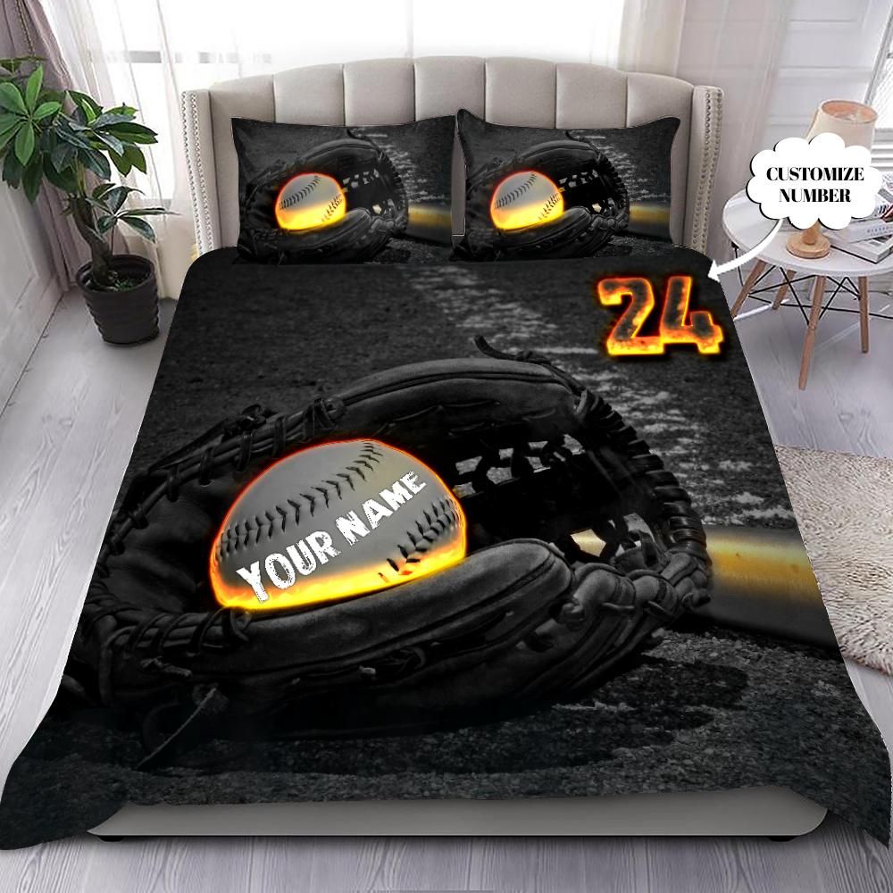 Personalized Softball Stuff Love Custom Duvet Cover Bedding Set With Your Name And Number