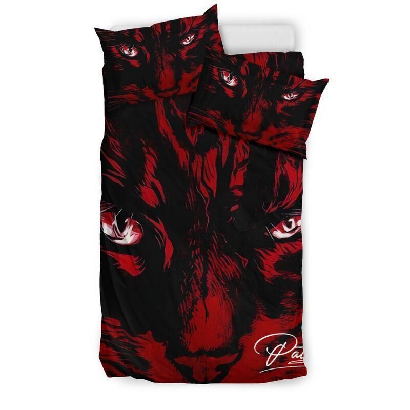Personalized Cat Red Custom Duvet Cover Bedding Set With Your Name