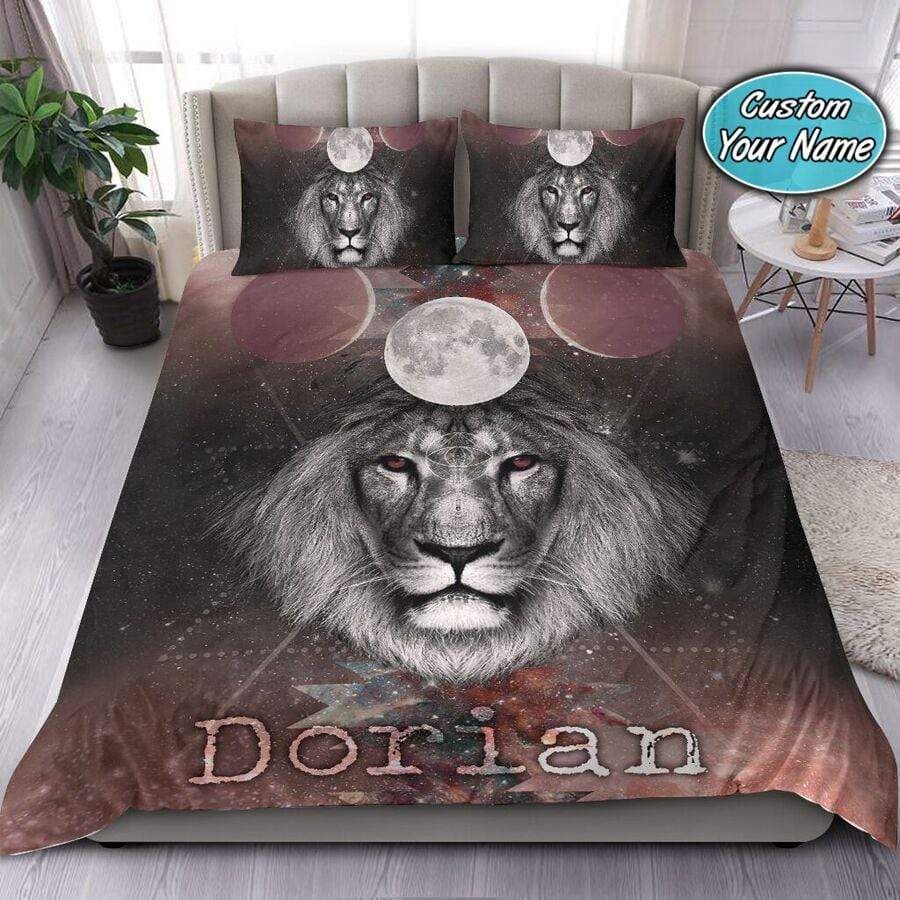 Personalized Moon Lion Custom Duvet Cover Bedding Set With Your Name