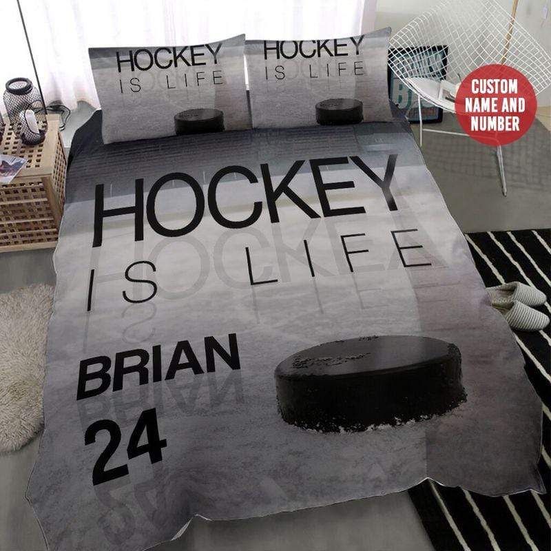 Personalized Hockey Is Life Duvet Cover Bedding Set With Your Name