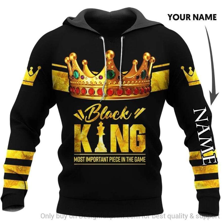 Personalized Custom Name Black King Most Important Piece In The Game Hoodie 3D All Over Print