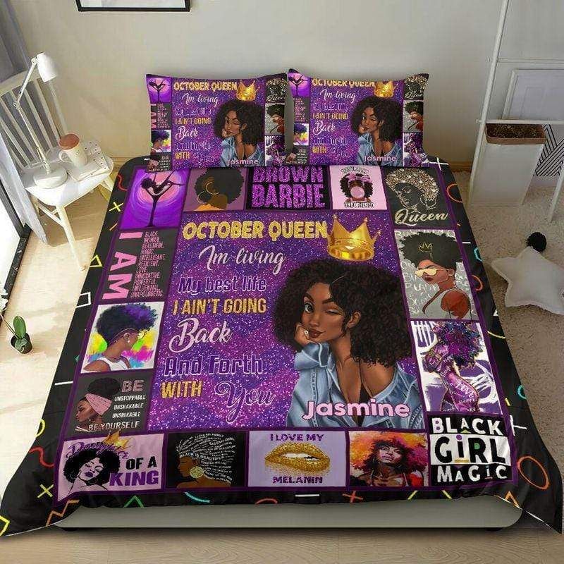Personalized October Queen Bling African Custom Duvet Cover Bedding Set With Your Name