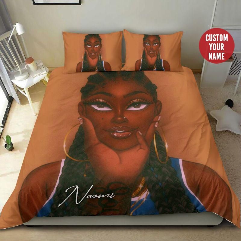 Personalized Afro Girl Love Bedding Set Custom Name