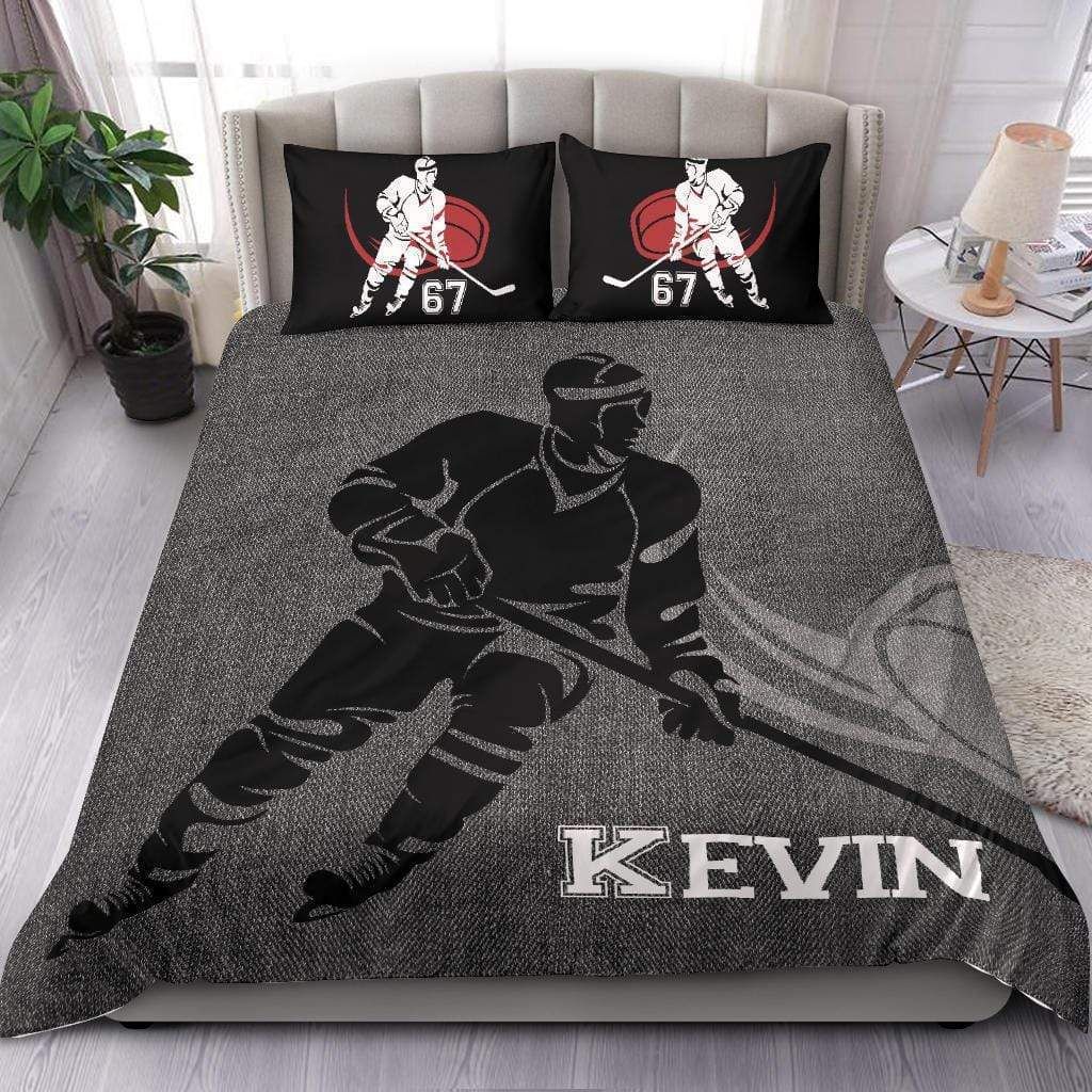 Personalized Hockey Custom Duvet Cover Bedding Set Player With Your Name