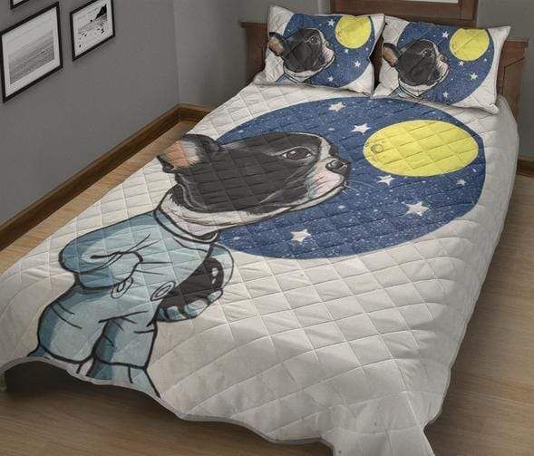 Frenchie Astronaut And The Moon Quilt Set Quilt Set