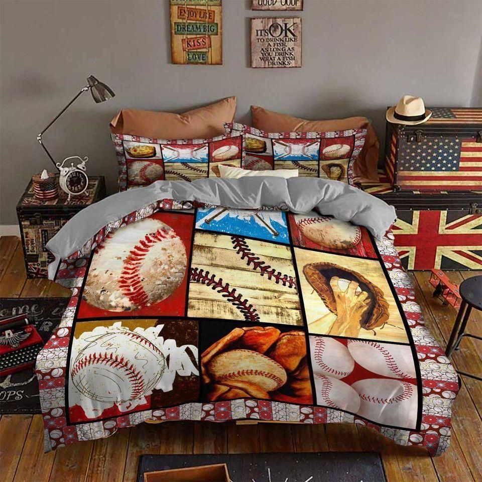 Amazing Baseball Combine Duvet Cover Bedding Set
