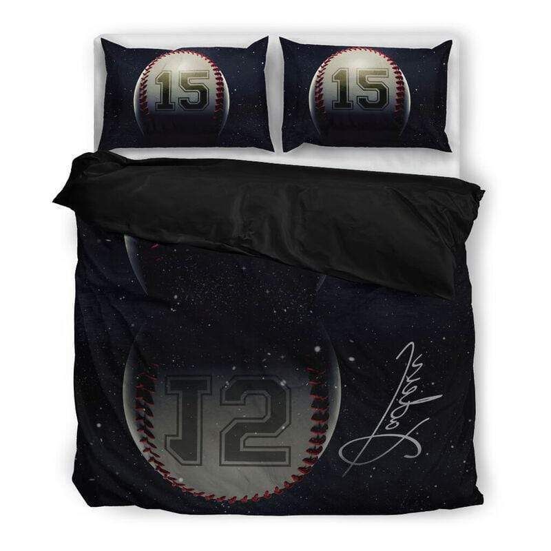 Personalized Baseball Shadow Custom Duvet Cover Bedding Set With Your Name