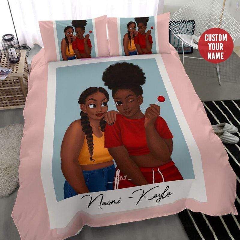 Personalized Friendship Of Black Girl African Custom Name Duvet Cover Bedding Set