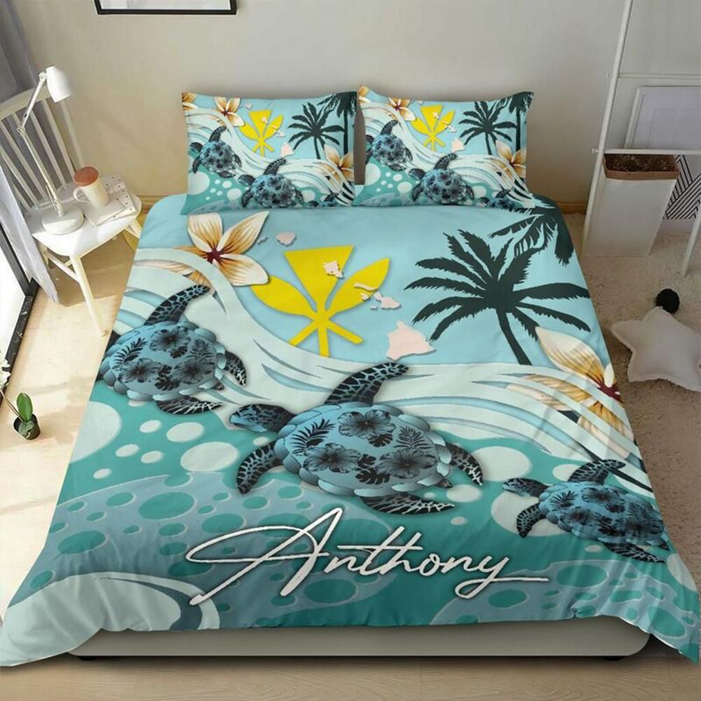 Personalized Sea Turtle Tropical Custom Name Duvet Cover Bedding Set