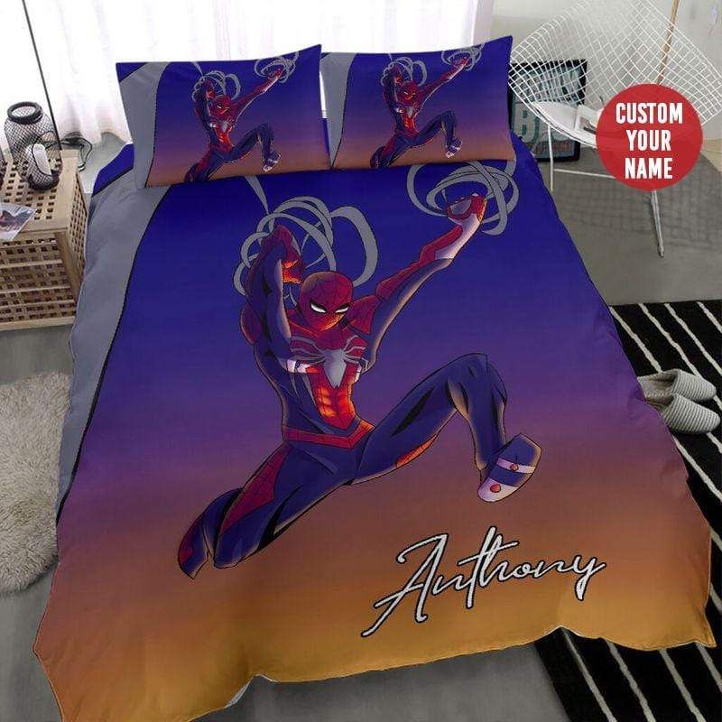 Personalized Strong Spiderman Duvet Cover Bedding Set With Your Name