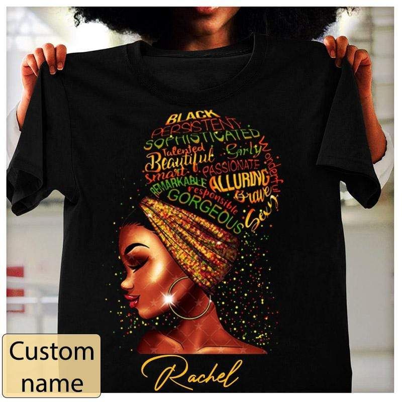 Personalized Black Girl Beautiful Smart Custom Name Shirt