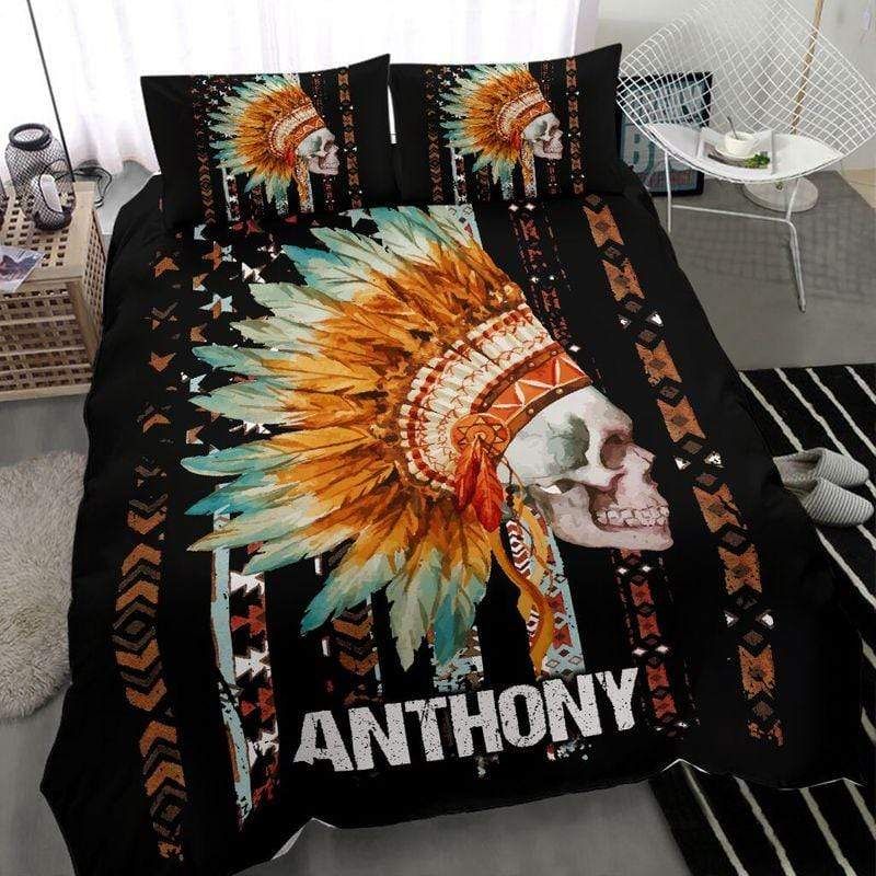 Personalized Native American Skull Duvet Cover Bedding Set With Your Name