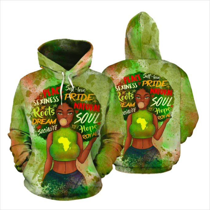 Peace Sexiness Natural Black Woman African Hoodie 3D All Over Print