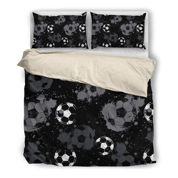 Soccer Black Watercolor Pattern Bedding Set