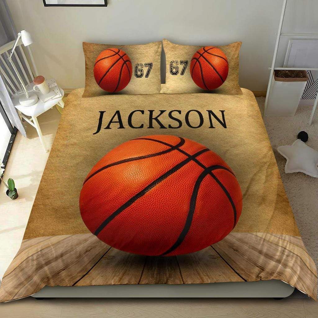 Personalized Vintage Basketball On Wooden Custom Name Duvet Cover Bedding Set