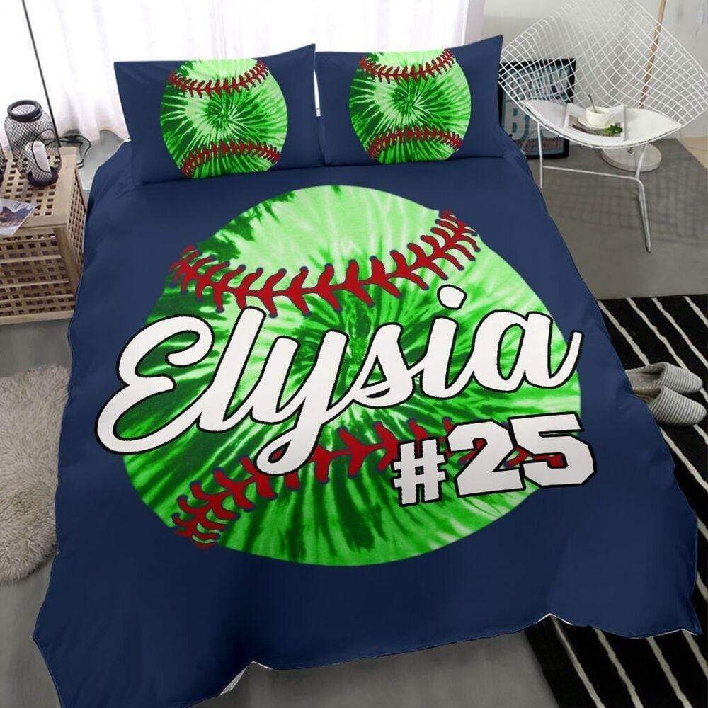 Personalized Softball Custom Duvet Cover Bedding Set Tie Dye With Your Name