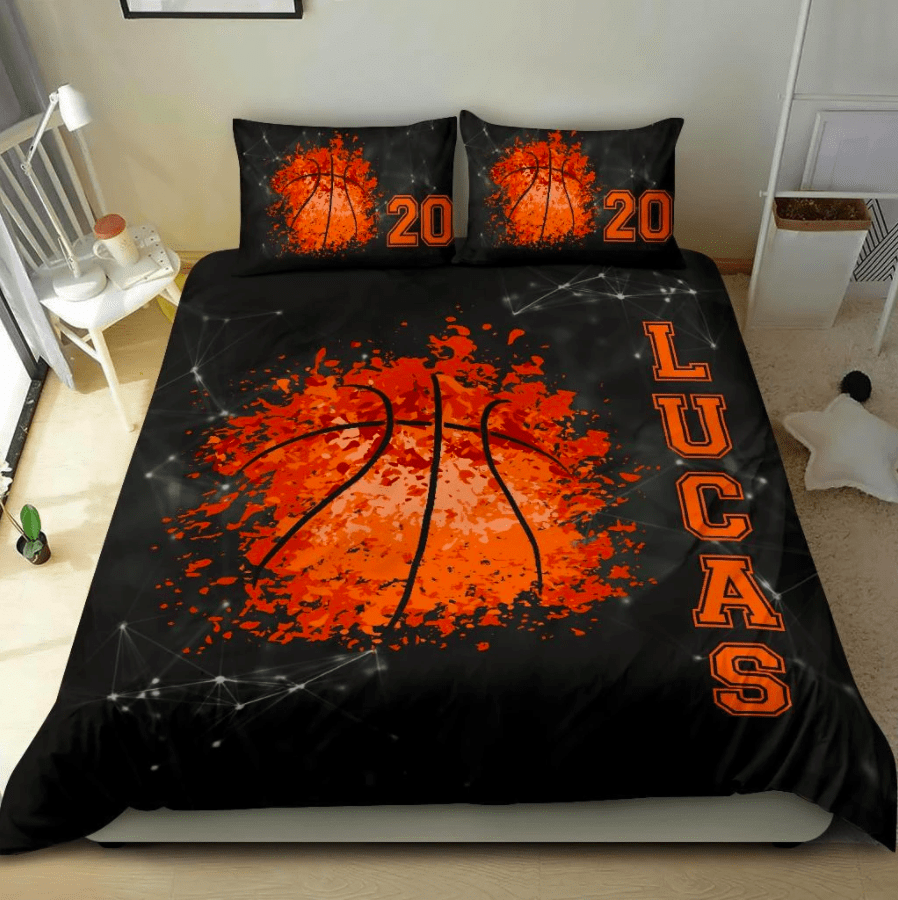 Personalized Basketball Fire Custom Duvet Cover Bedding Set With Your Name