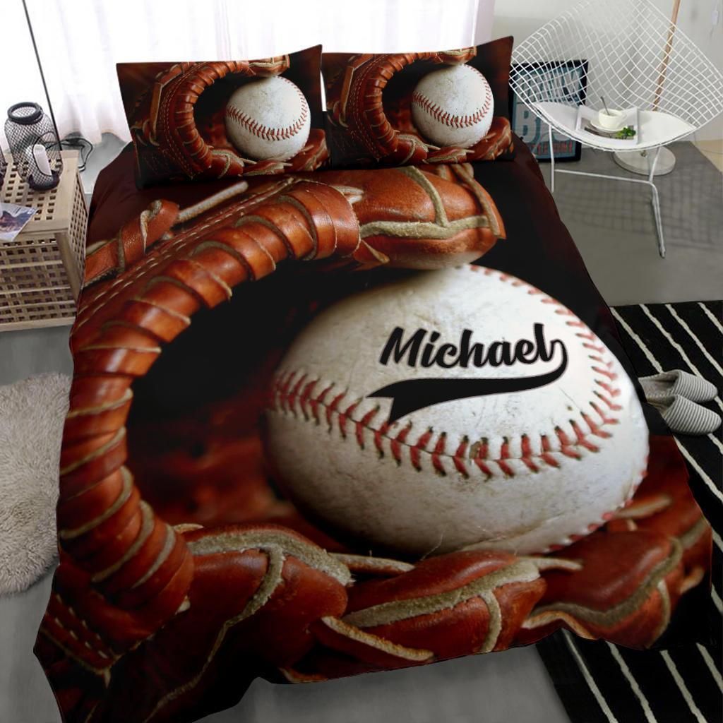 Personalized Baseball Stuff Custom Duvet Cover Bedding Set With Your Name