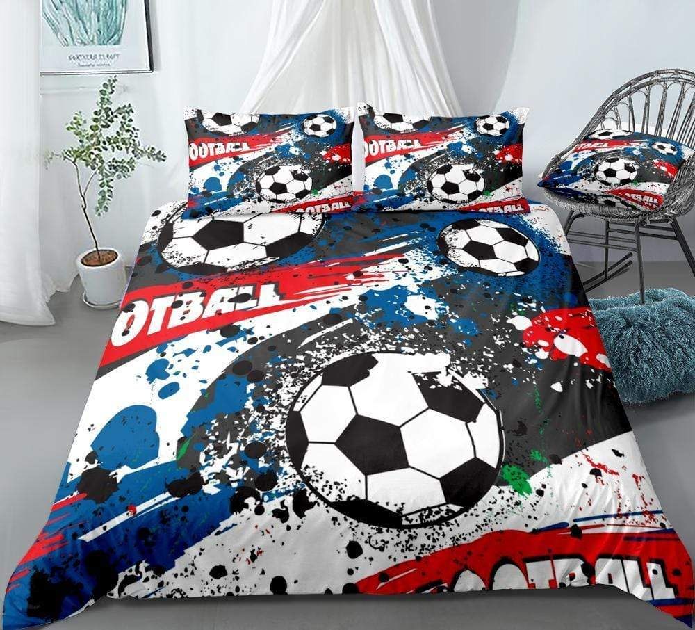 Colorful Soccer Pattern Duvet Cover Bedding Set