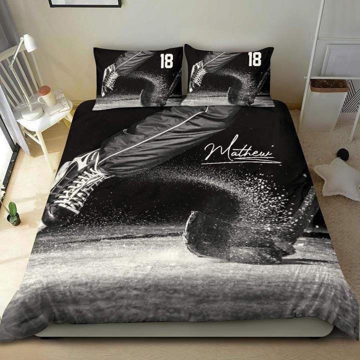 Personalized Hockey Puck Custom Duvet Cover Bedding Set With Your Name
