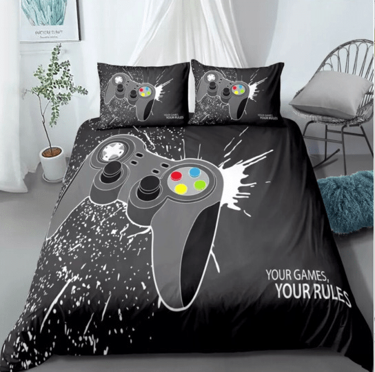 Your Games Your Rules Grey Game Duvet Cover Bedding Set
