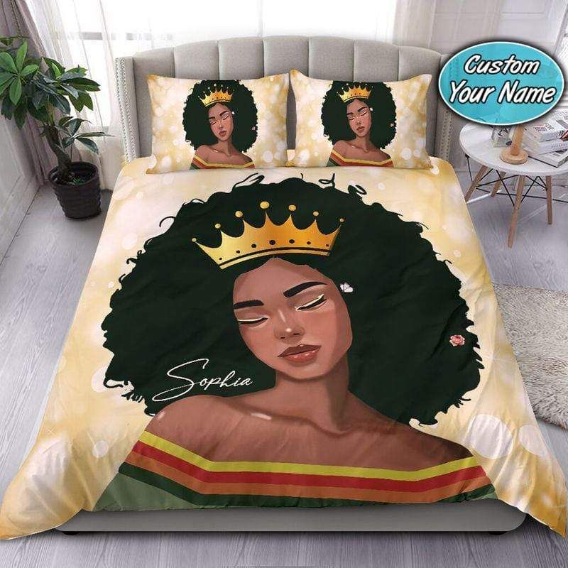 Personalized Afro Queen Bedding Set Custom Name