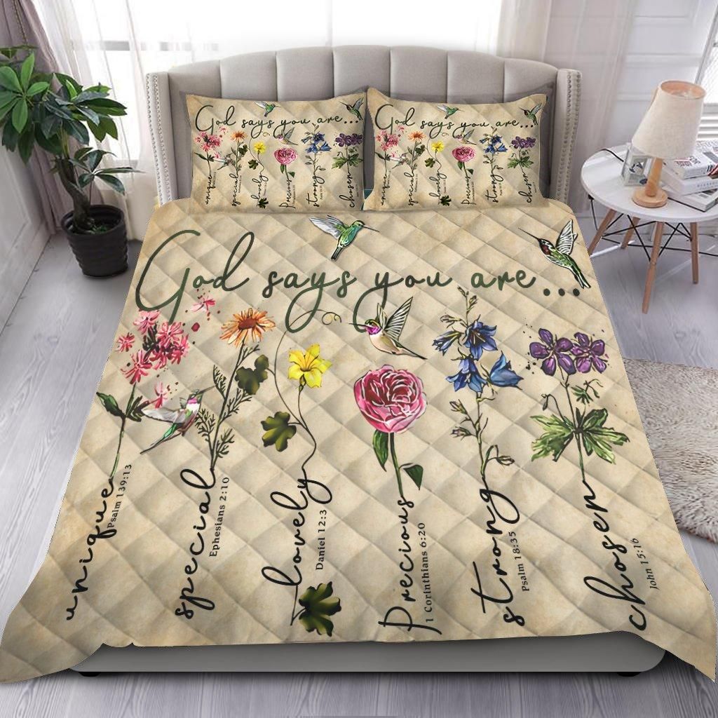Hummingbird And Flower God Says You Are Quilt Set