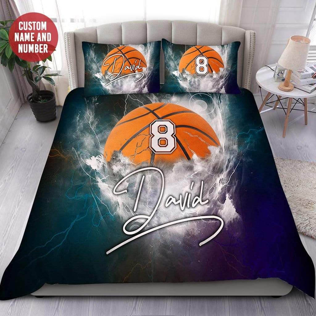 Personalized Thunder Basketball Custom Duvet Cover Bedding Set With Your Name