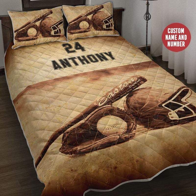 Personalized Vintage Baseball Tools Quilt Set