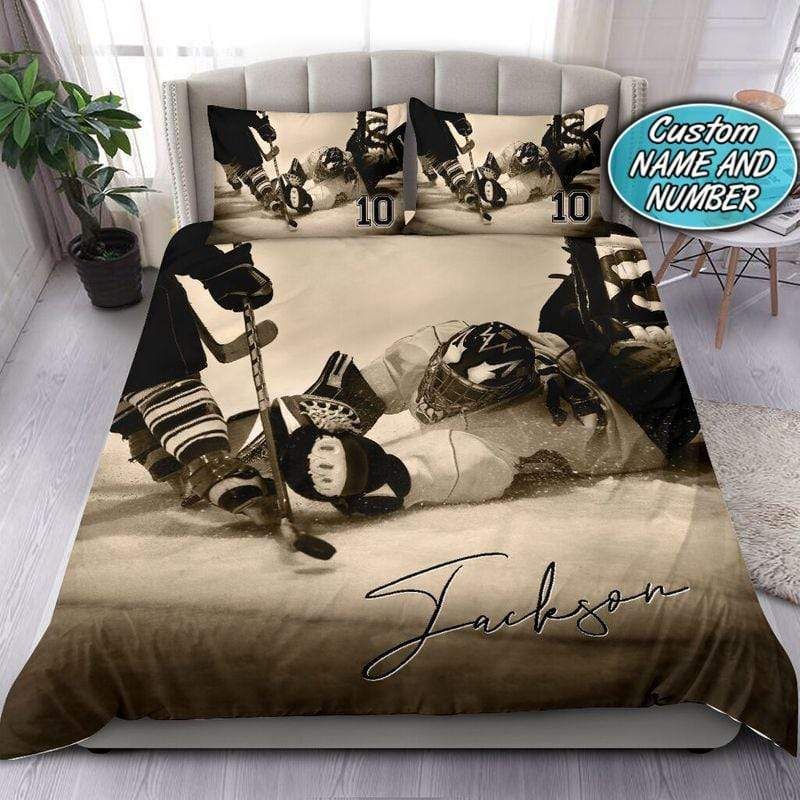 Personalized Hockey Goalie Player Bedding Set With Your Name