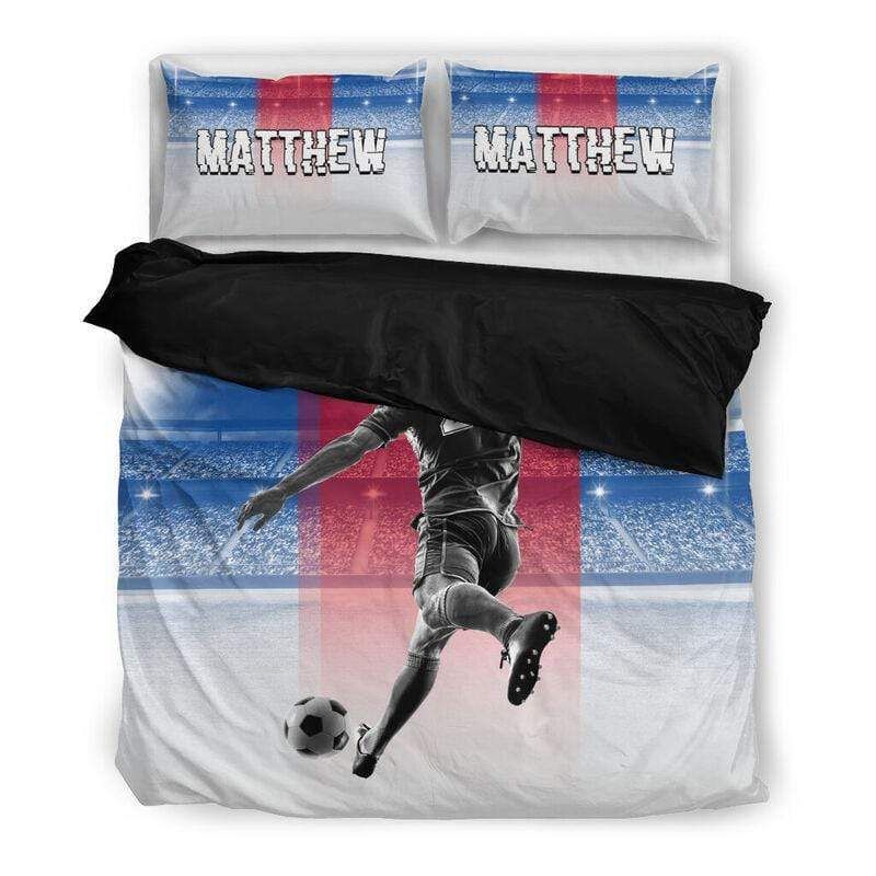 Personalized Soccer Player In The Field Custom Duvet Cover Bedding Set With Your Name