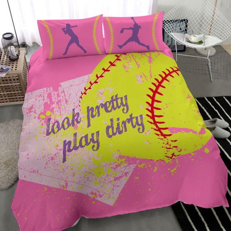 Softball Look Pretty Play Dirty Pink Bedding Set PANBED0054