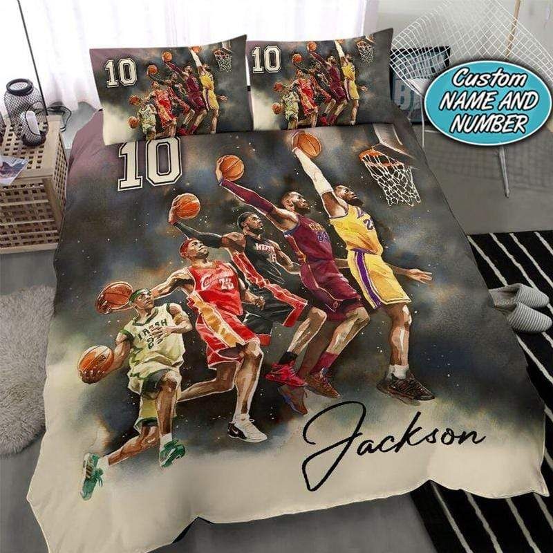 Personalized Basketball Players Duvet Cover Bedding Set With Your Name