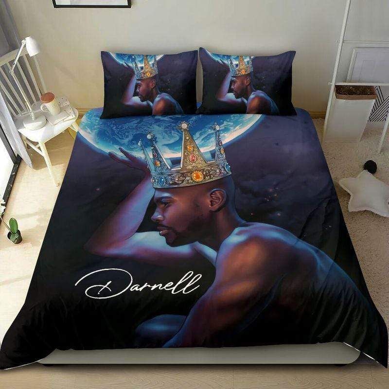 Personalized Black King Moon Galaxy Custom Name Duvet Cover Bedding Set