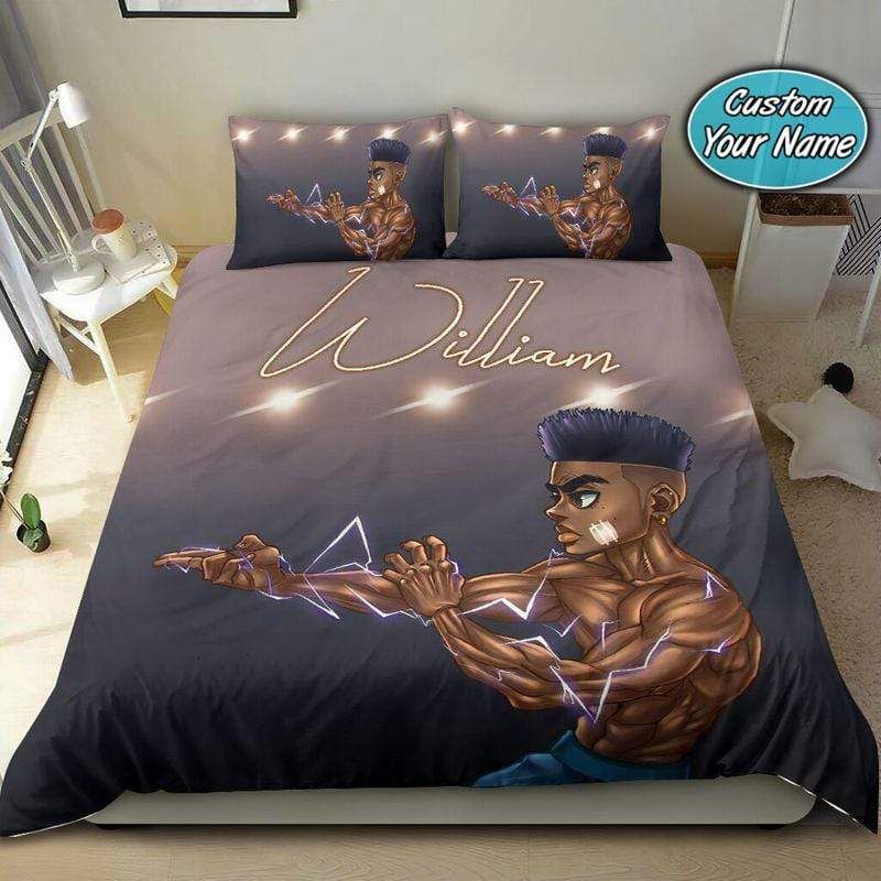 Personalized Kung Fu Black Boy African Custom Name Duvet Cover Bedding Set