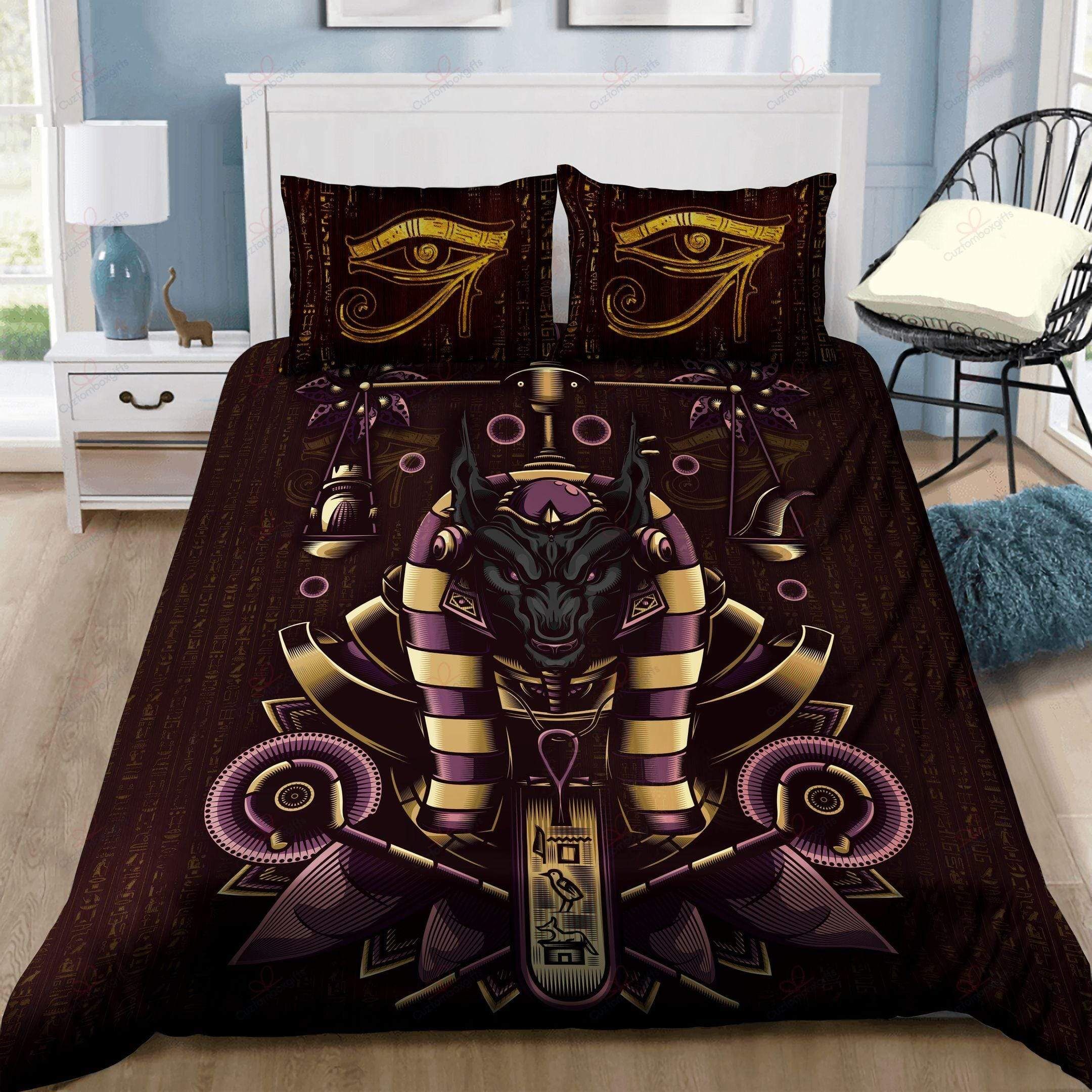 Egyptian God Anubis Bedding Comforter Set Duvet Cover Bedding Set