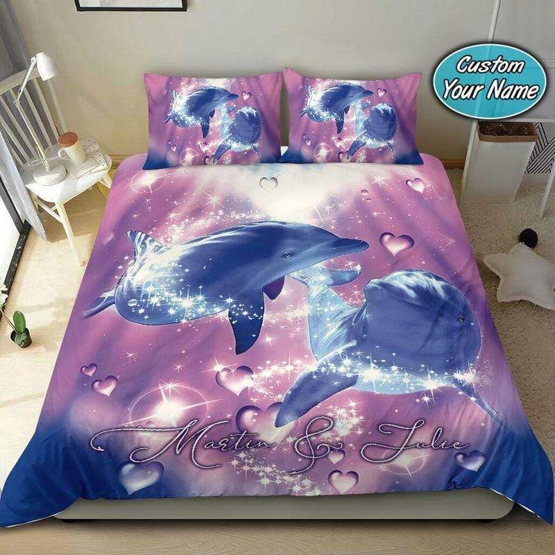 Personalized Couple Dolphin Loving Custom Name Duvet Cover Bedding Set