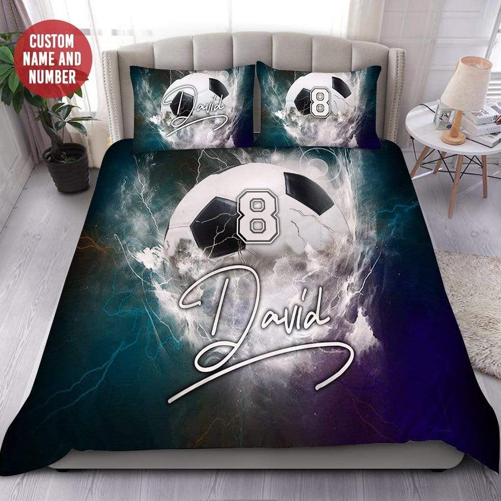 Personalized Thunder Soccer Custom Duvet Cover Bedding Set With Your Name