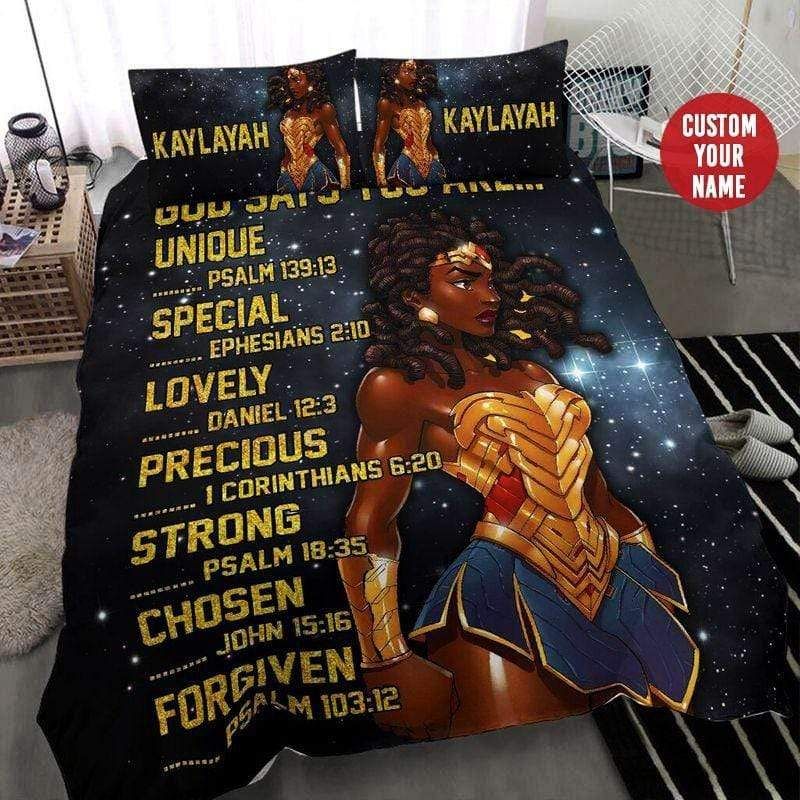Personalized Strong Black Women God Say You Are Custom Name Duvet Cover Bedding Set