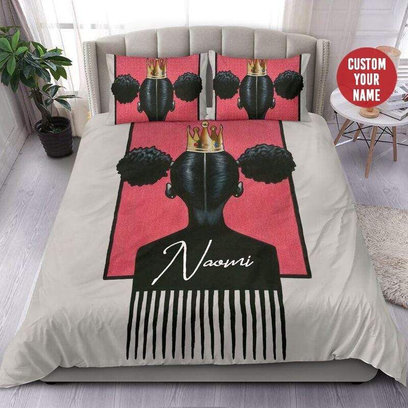 Personalized African Princess Black Girl Art Custom Name Duvet Cover Bedding Set