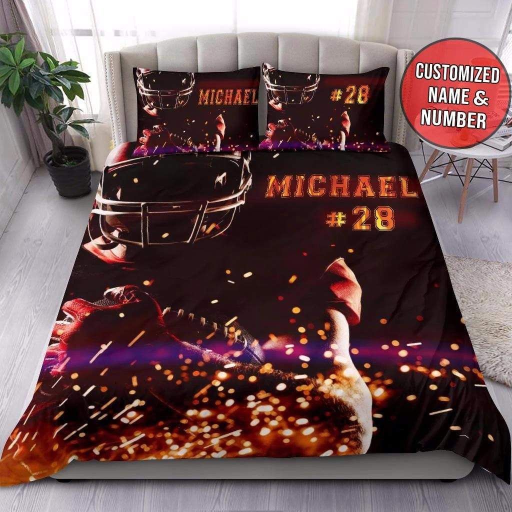 Personalized Enthusiasm Football Player Custom Duvet Cover Bedding Set With Your Name