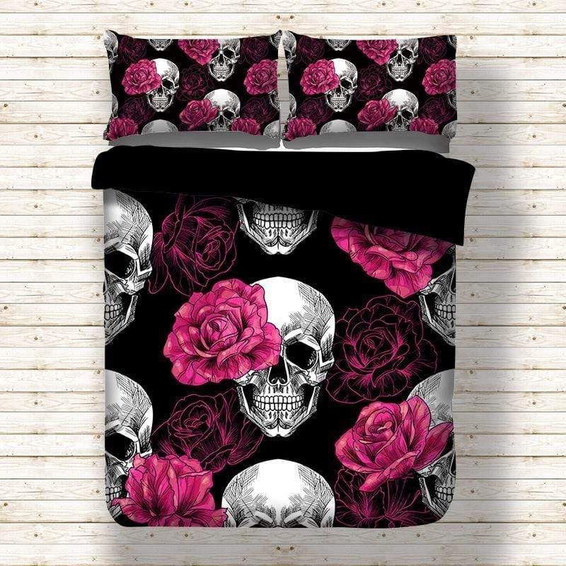 Skull And Rose Duvet Cover Bedding Set
