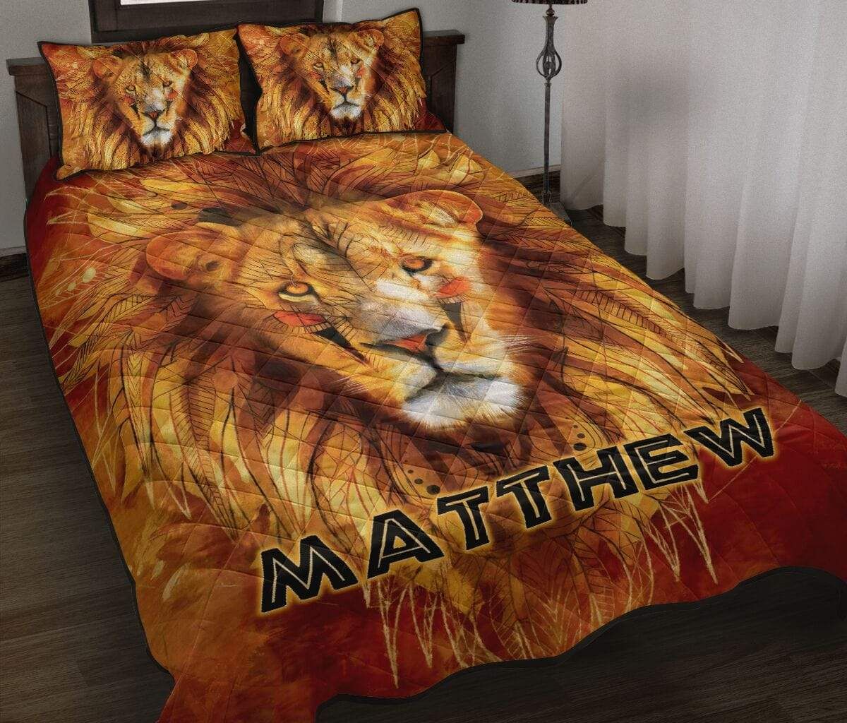 Personalized Native Lion King Mandala Quilt Set