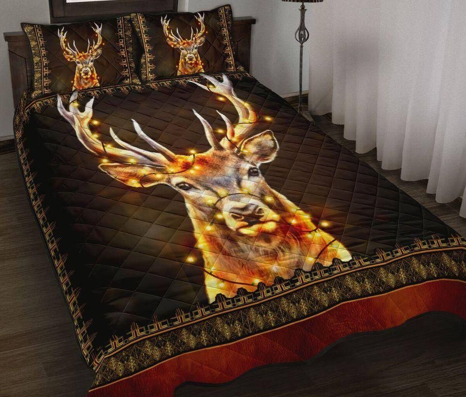 Bling Light Christmas Deer Bedding Set Quilt Set