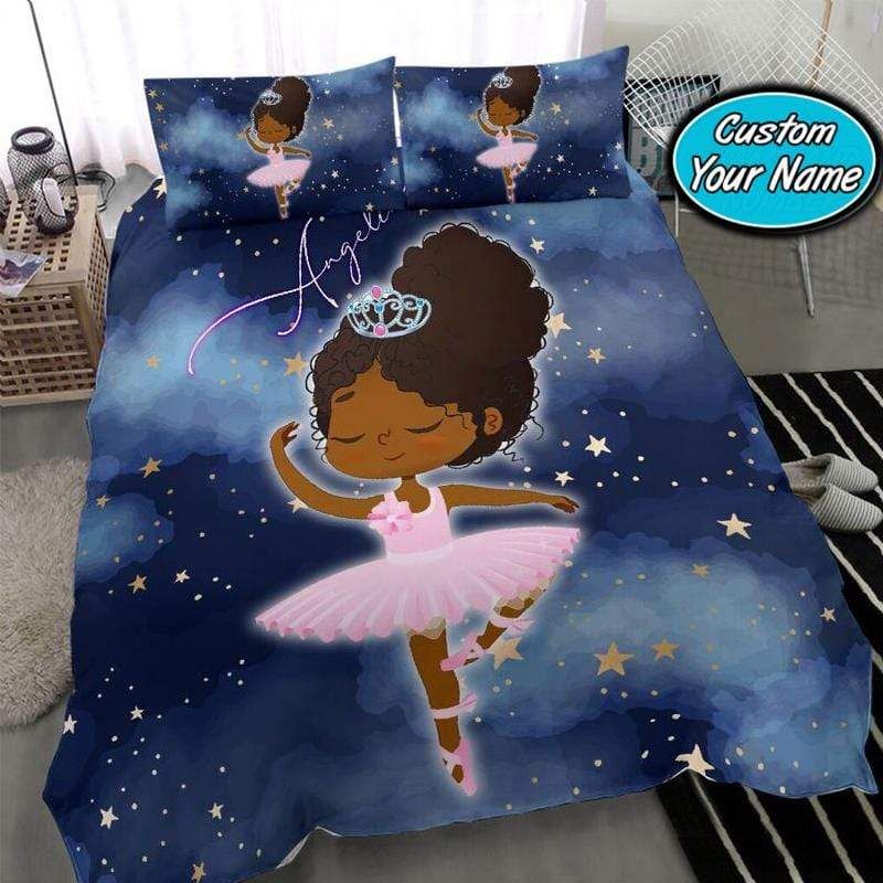 Personalized Ballet Dreamy Black Girl So Cute Custom Name Duvet Cover Bedding Set