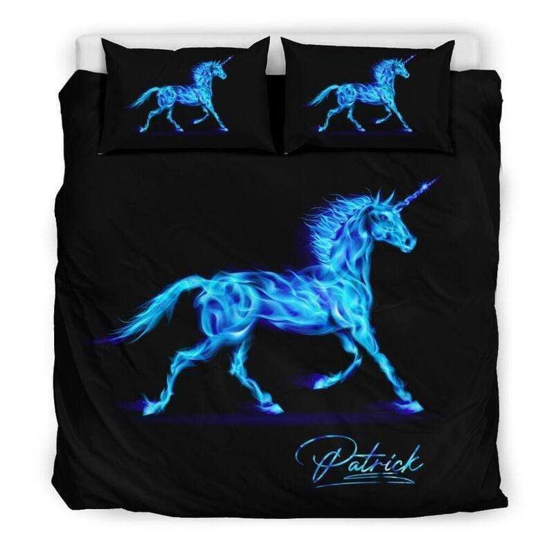 Personalized Galaxy Strong Unicorn Duvet Cover Bedding Set With Name
